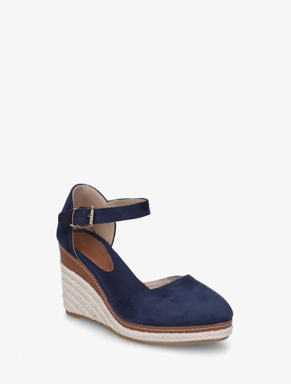 Espadrilles compensées en suédine - Marine - 2