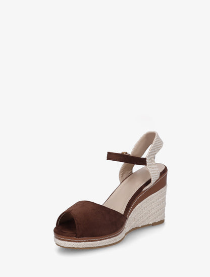 Sandales compensées à contrefort imprimé damier - Marron - 3