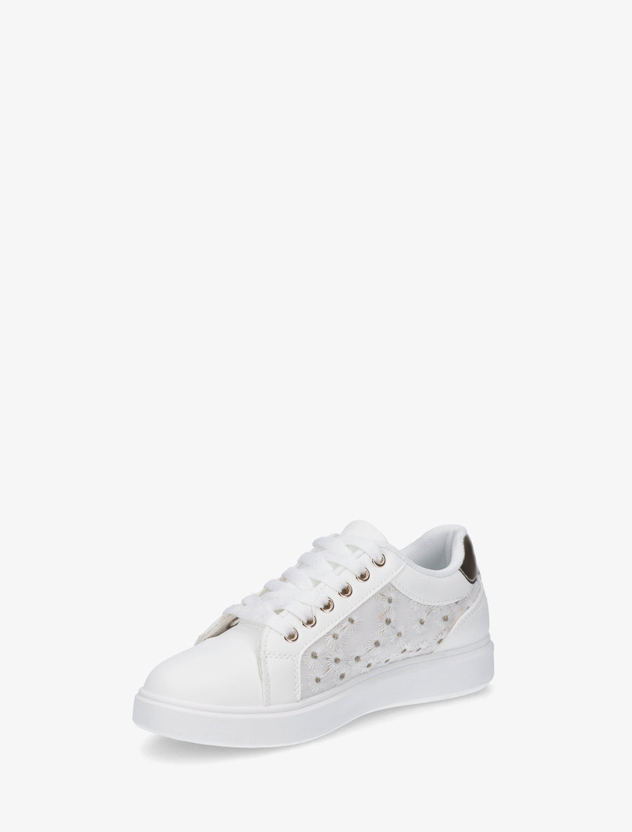 Baskets à broderie motif marguerite - Blanc - 3
