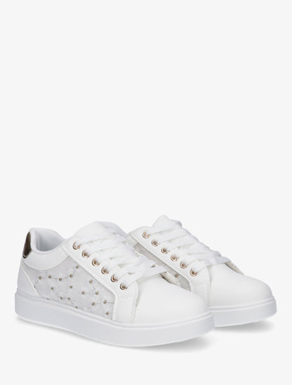 Baskets à broderie motif marguerite - Blanc - 4