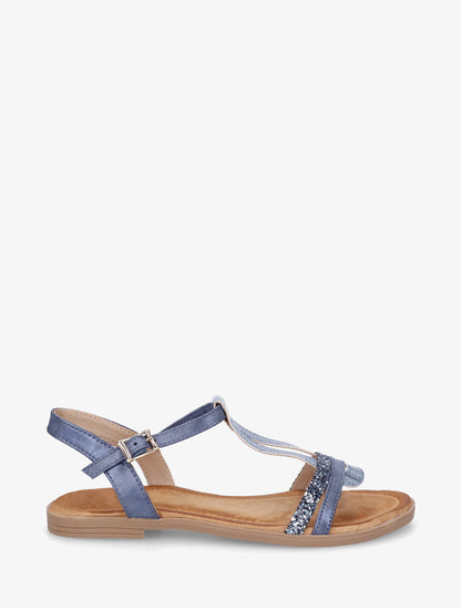 Nu-pieds à bride en T pailletée - Bleu - 1