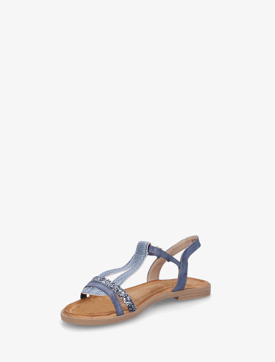 Nu-pieds à bride en T pailletée - Bleu - 3