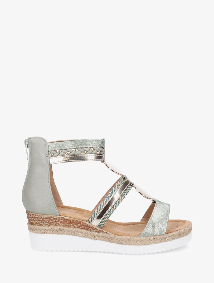 Sandales compensées à brides dépareillées - Vert - 1