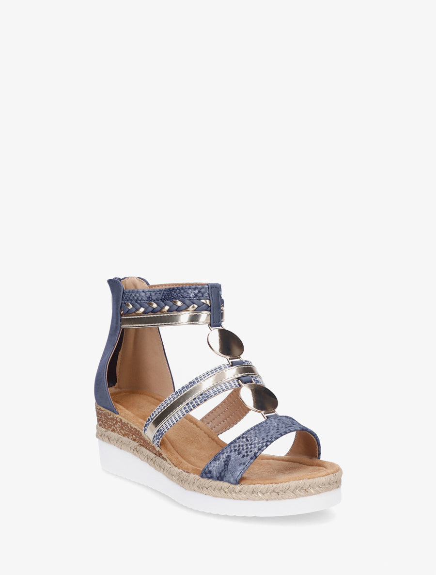 Sandales compensées à brides dépareillées - Bleu - 2