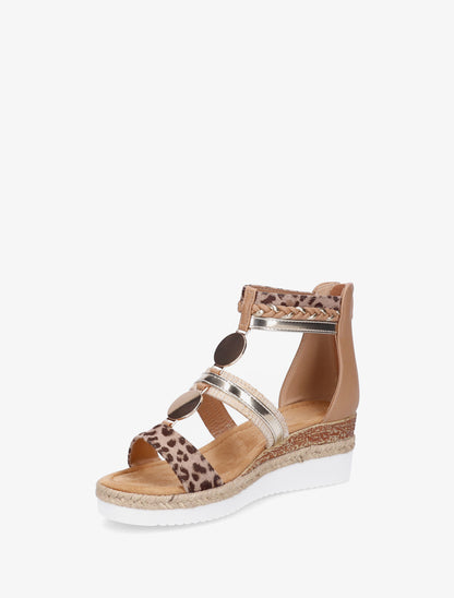 Sandales compensées à brides dépareillées - Camel - 3