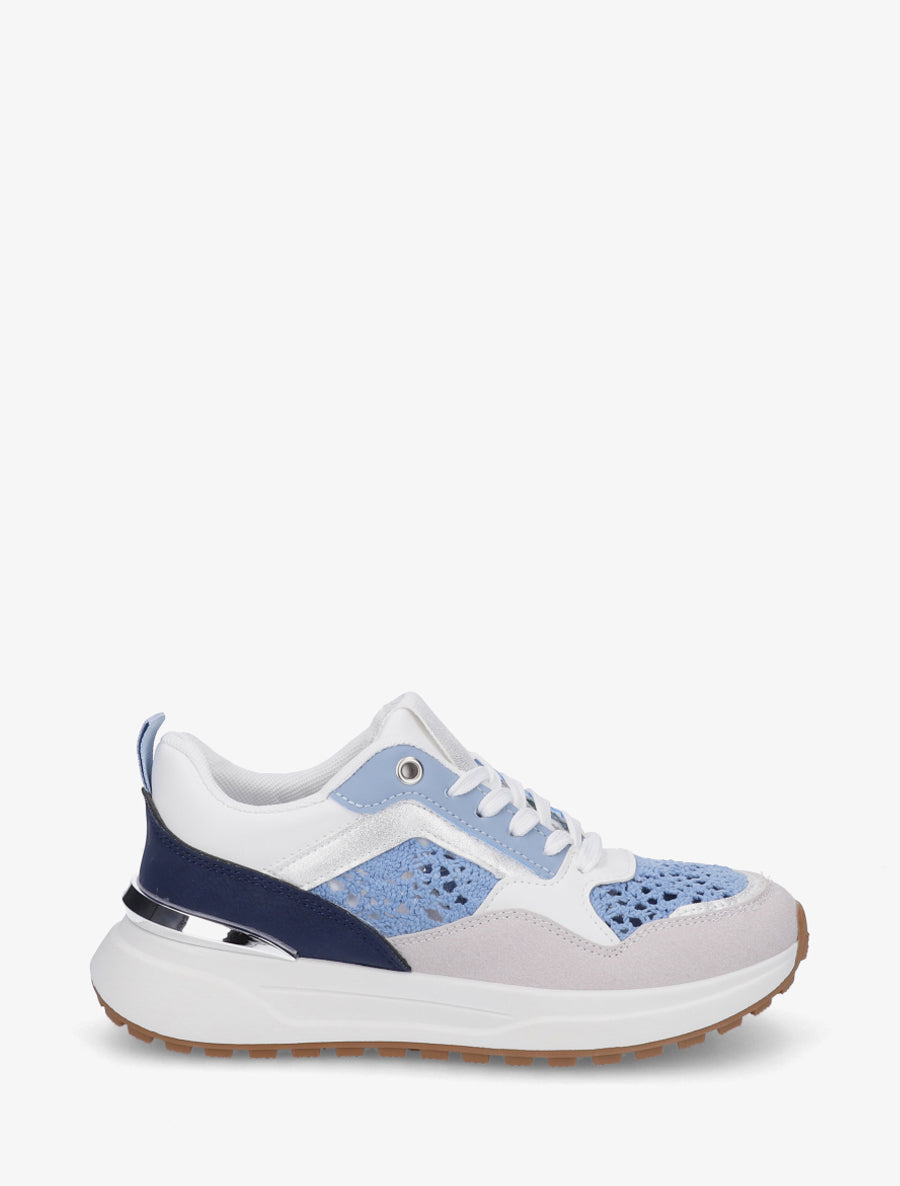 Baskets à empiècements crochet - Bleu - 1