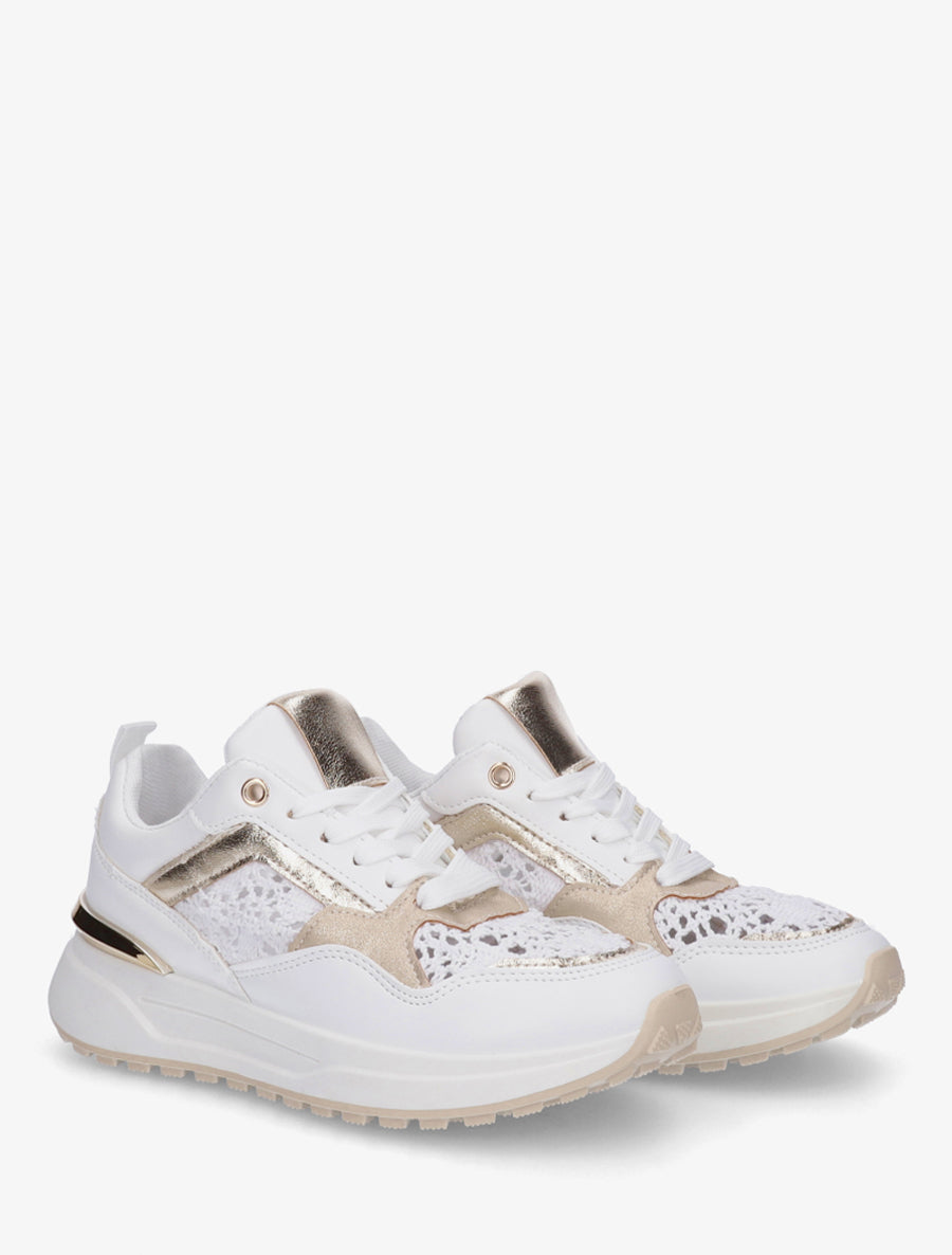 Baskets à empiècements crochet - Blanc - 4