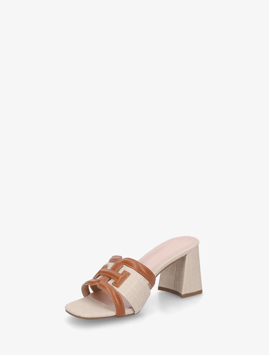 Mules en simili à bride fantaisie - Camel - 3