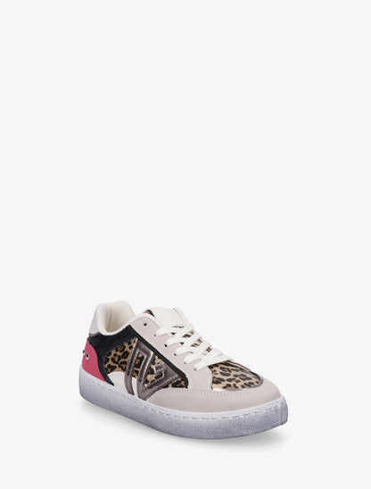 Sneakers à bande pailletée et contrefort clouté - Marine - 2