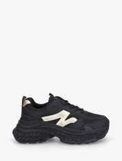 Baskets bi-matière à semelle texturée - Noir - 1