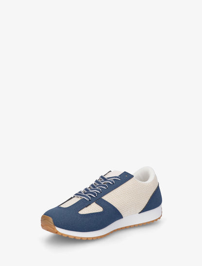 Baskets en toile tissée et simili - Bleu foncé - 3