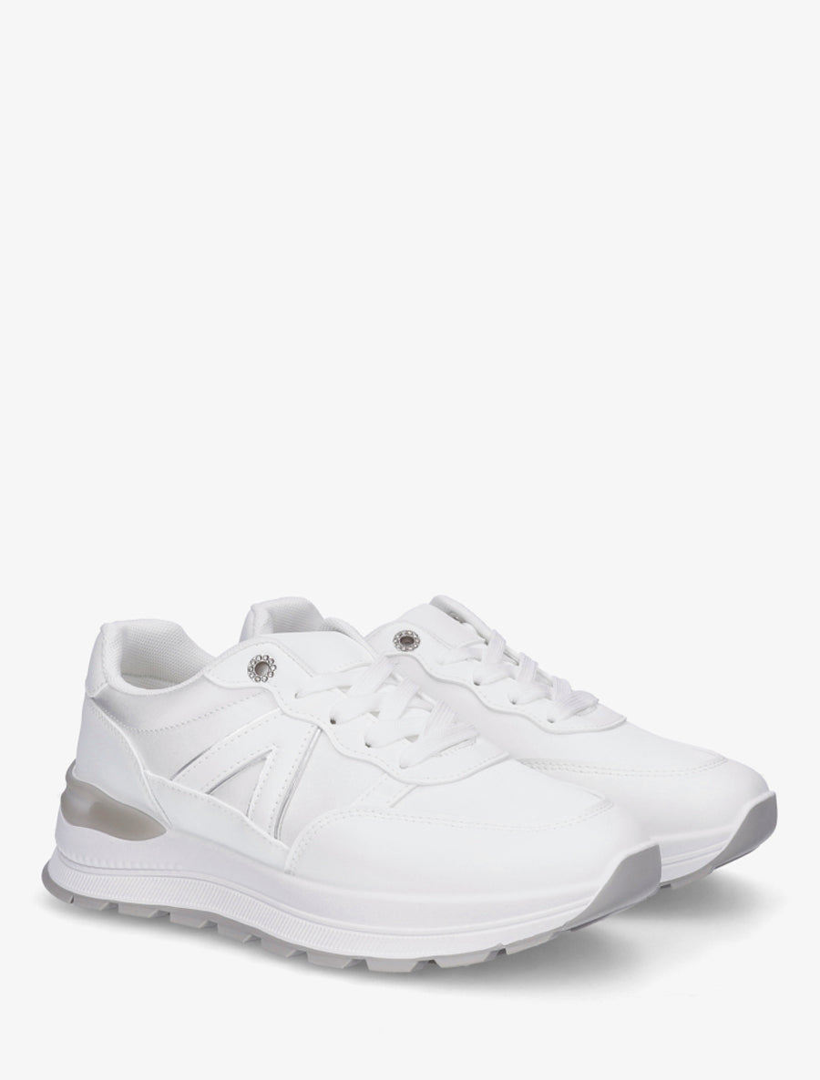 Baskets en simili et bandes contrastantes - Blanc - 4