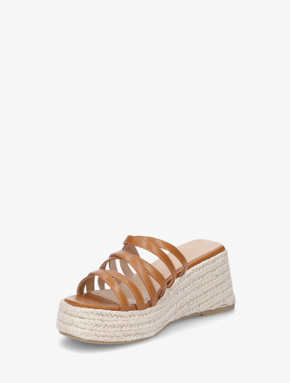 Mules compensées multibrides en simili - Camel - 3