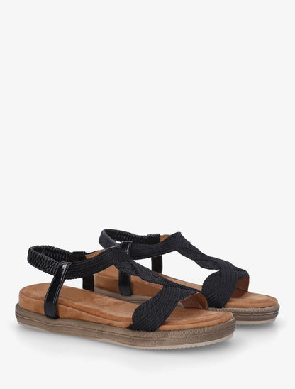 Sandales plates à cheville élastiquée - Noir - 4