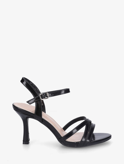 Sandales unies en simili à talon talus - Noir - 1