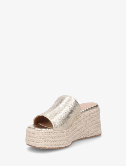 Mules compensées en simili nacré - Or - 3