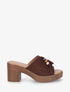 Mules à talon effet bois et empiècement pierres - Marron - 1