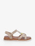 Nu-pieds en suédine à empiècement bijoux pierres - Taupe - 1
