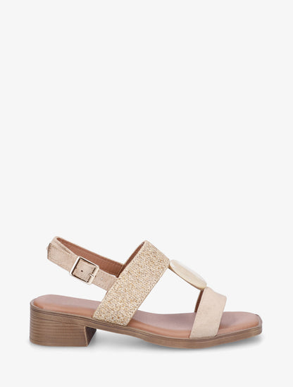 Sandales à empiècement bijou style pierre - Beige - 1
