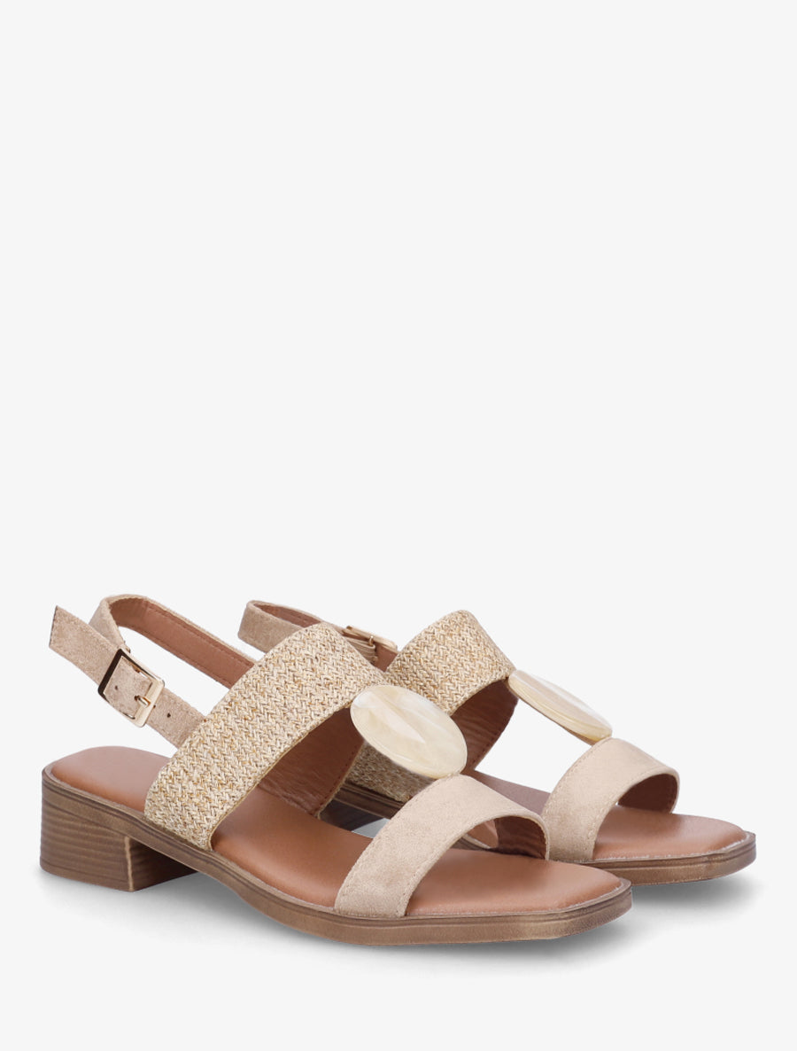 Sandales à empiècement bijou style pierre - Beige - 4
