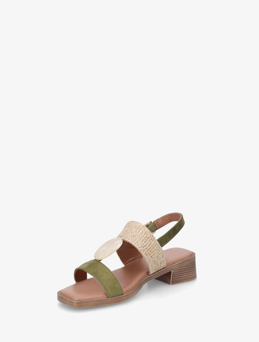Sandales à empiècement bijou style pierre - Kaki - 3