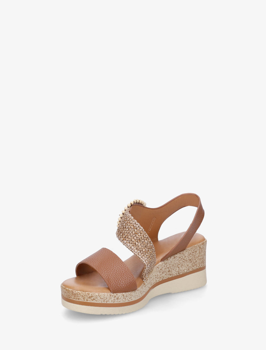 Sandales compensées à boucles stylisée - Camel - 3