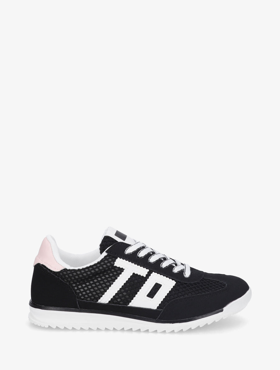 Sneakers bimatière floquées - Noir - 1