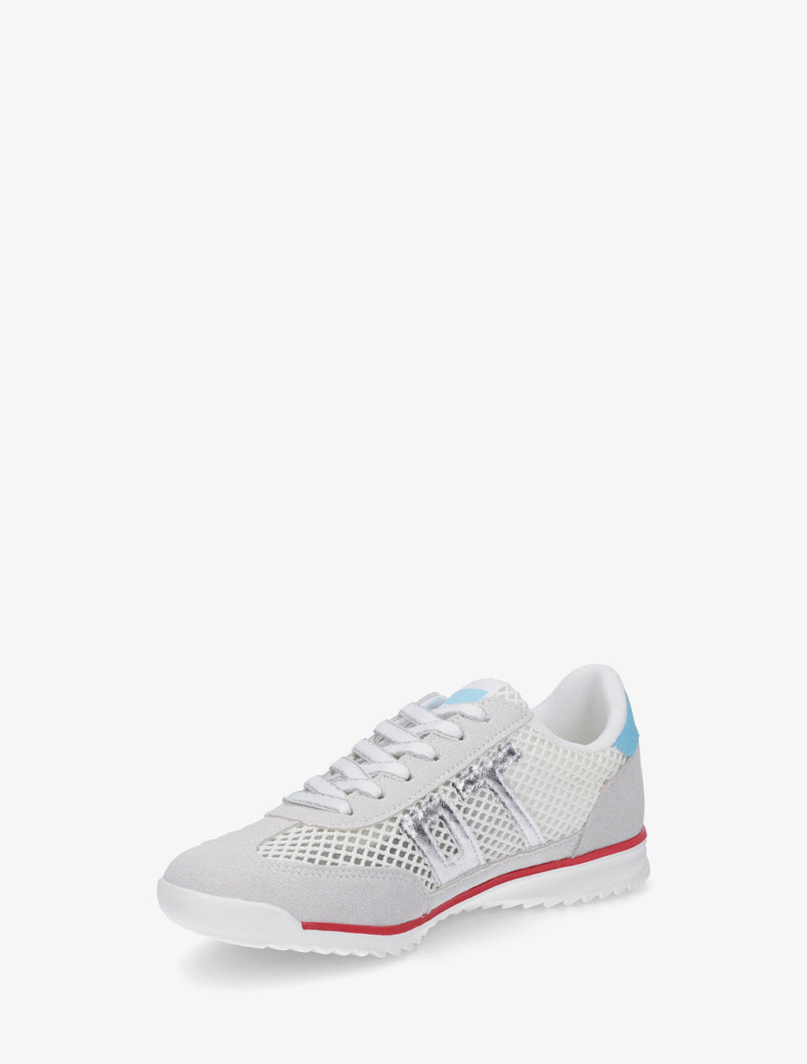 Sneakers bimatière floquées - Blanc - 3