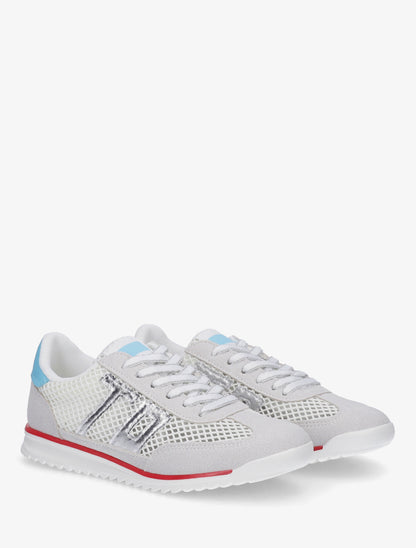 Sneakers bimatière floquées - Blanc - 4