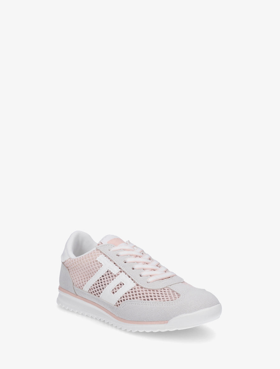 Sneakers bimatière floquées - Rose - 2