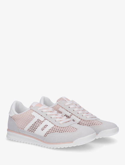 Sneakers bimatière floquées - Rose - 4