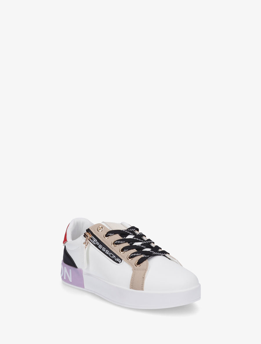 Baskets en simili à bande irisée et zip - Lilas - 2