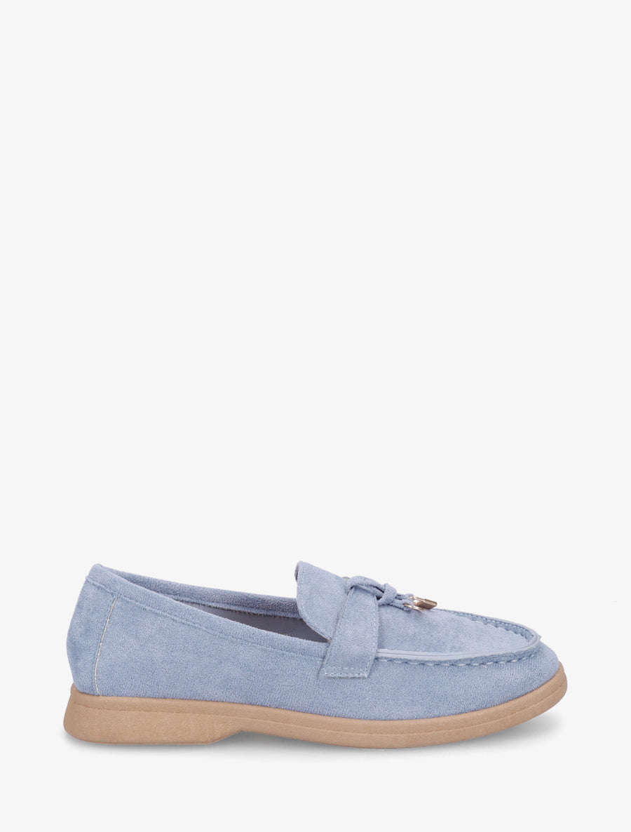 Mocassins en suédine à bijoux - Bleu clair - 1