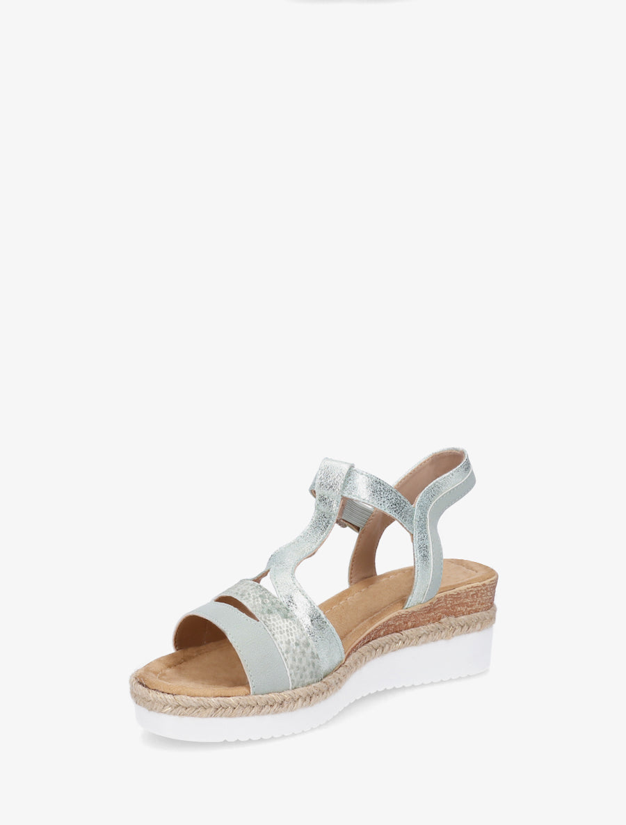 Sandales nacrées à bride en T fantaisie - Vert amande - 3