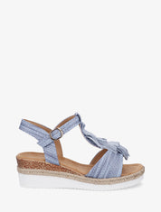 Sandales pailletées à franges en suédine - Bleu clair - 1