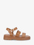 Sandales plates double brides en simili - Camel - 5