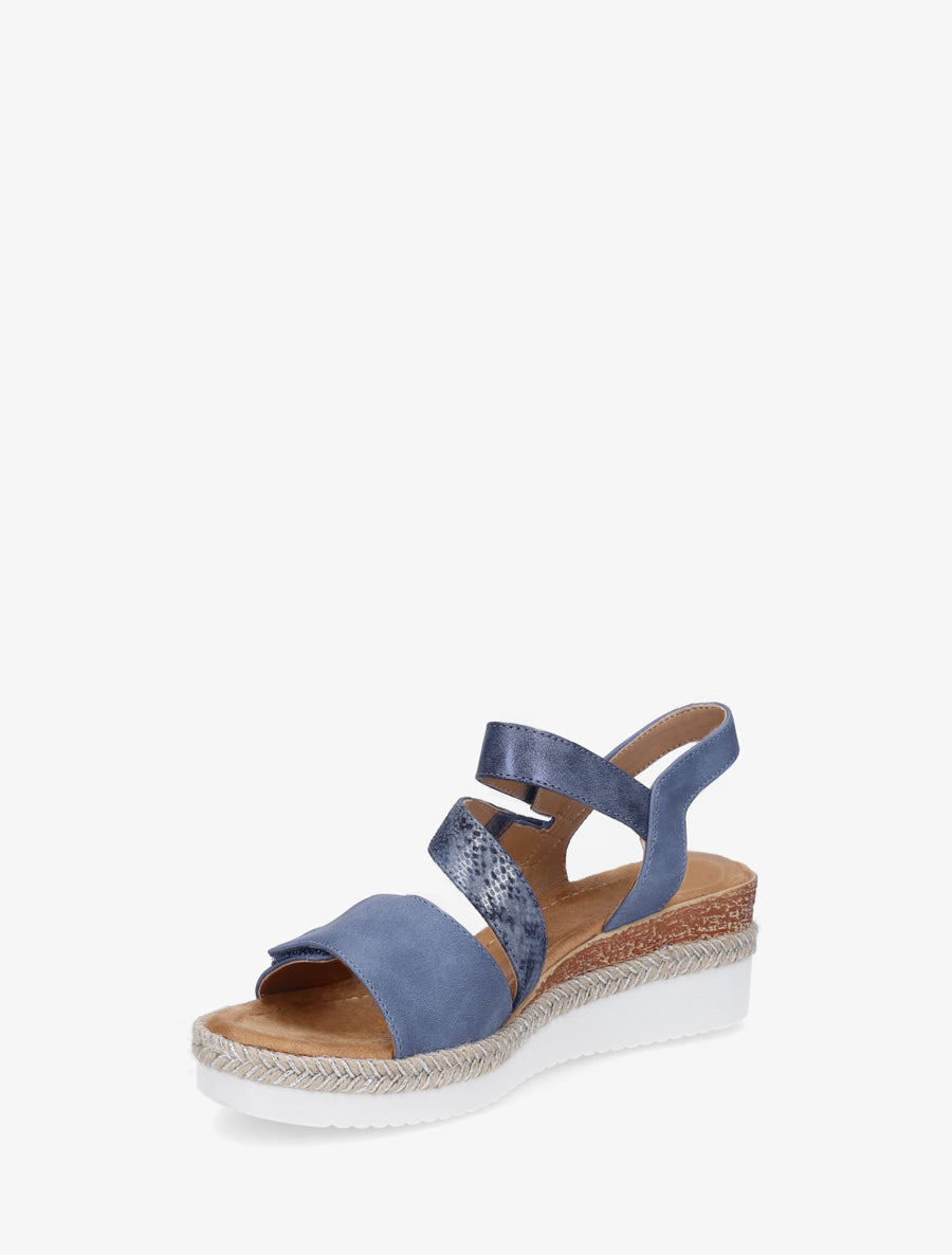 Sandales compensées à scratch - Bleu - 3