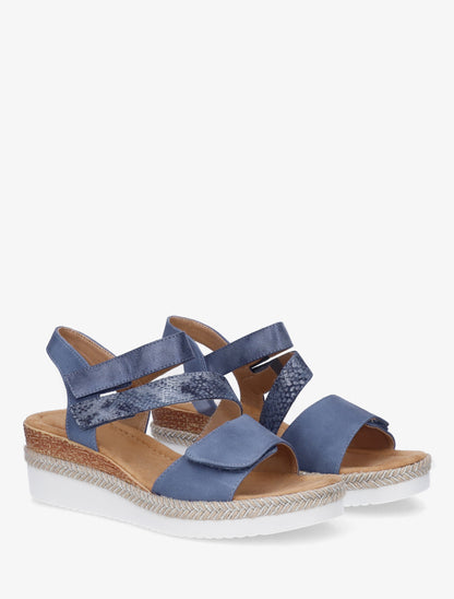 Sandales compensées à scratch - Bleu - 4