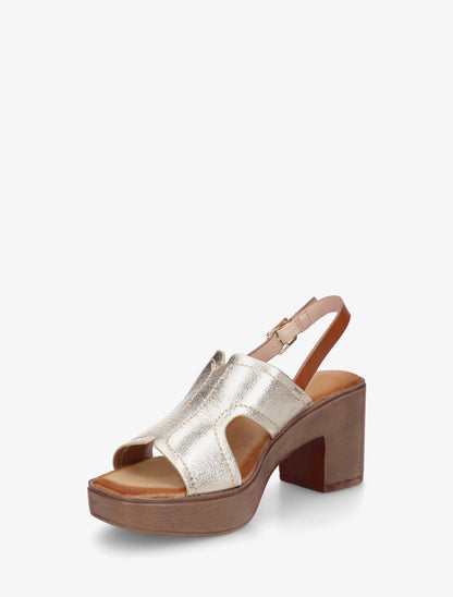 Sandales à talon à bride ajourée - Or - 3