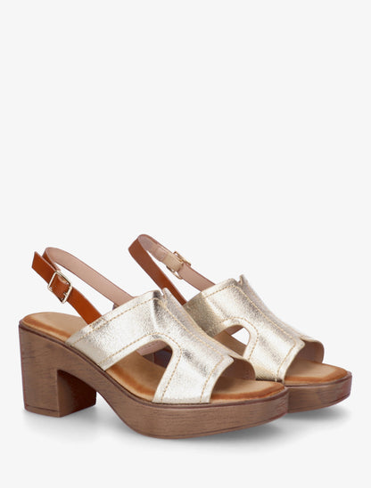 Sandales à talon à bride ajourée - Or - 4