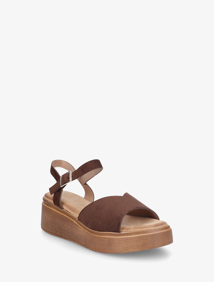 Sandales en suédine à bride en V - Marron - 2