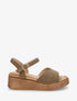 Sandales en suédine à bride en V - Kaki - 1