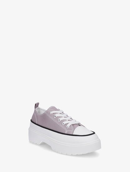 Baskets en toile à semelle plateforme - Gris - 2