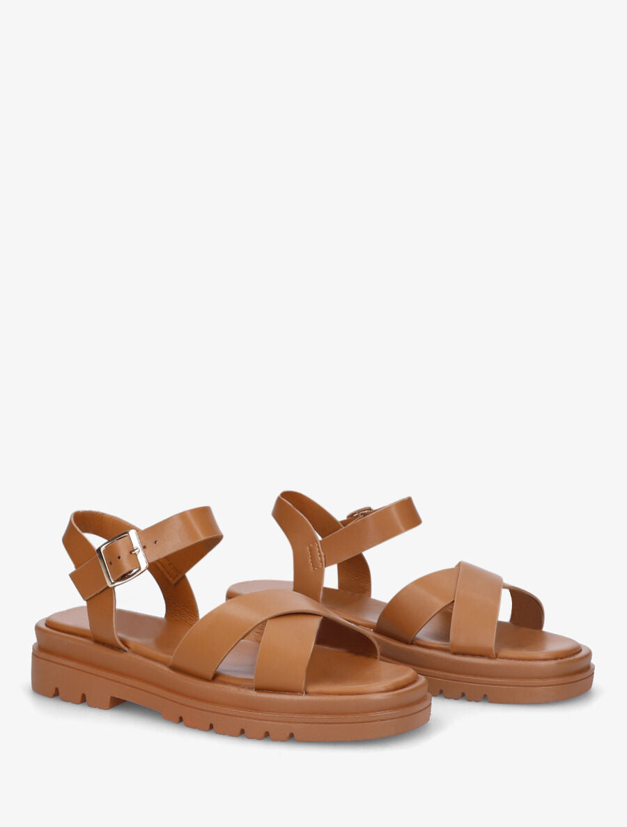 Sandales classiques en simili - Camel - 4