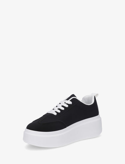 Baskets effet nubuck à bandes - Noir - 3
