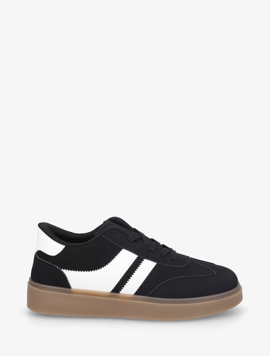 Sneakers en suédine à bandes contrastantes - Noir - 1