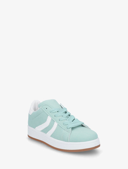 Baskets effet nubuck à bandes dentelées - Vert d&