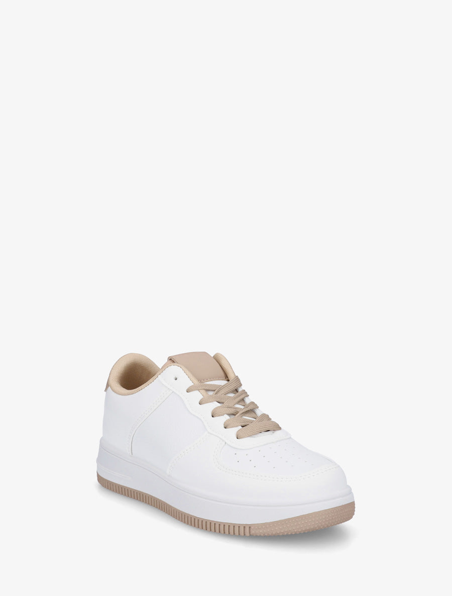 Baskets basiques en simili - Beige foncé - 2