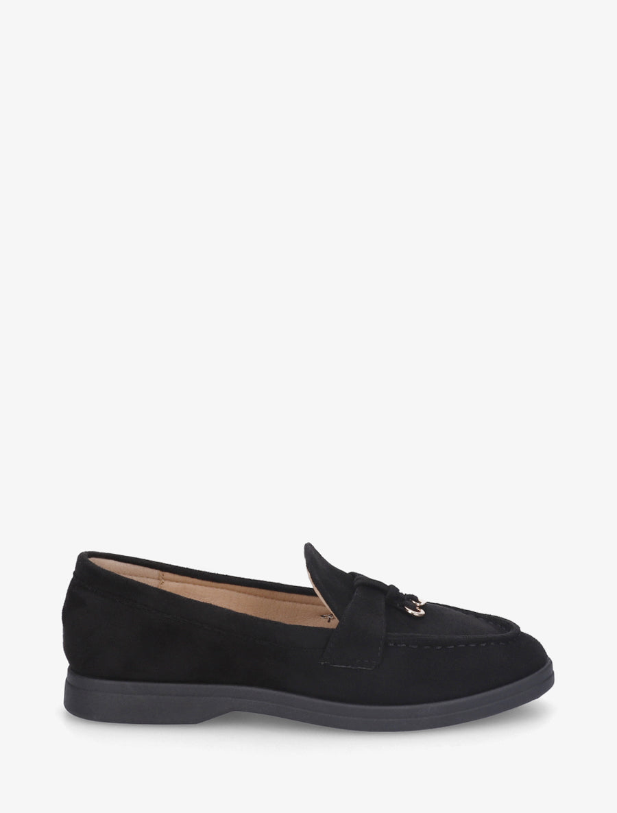 Mocassins en suédine à boucle décorative - Noir - 1