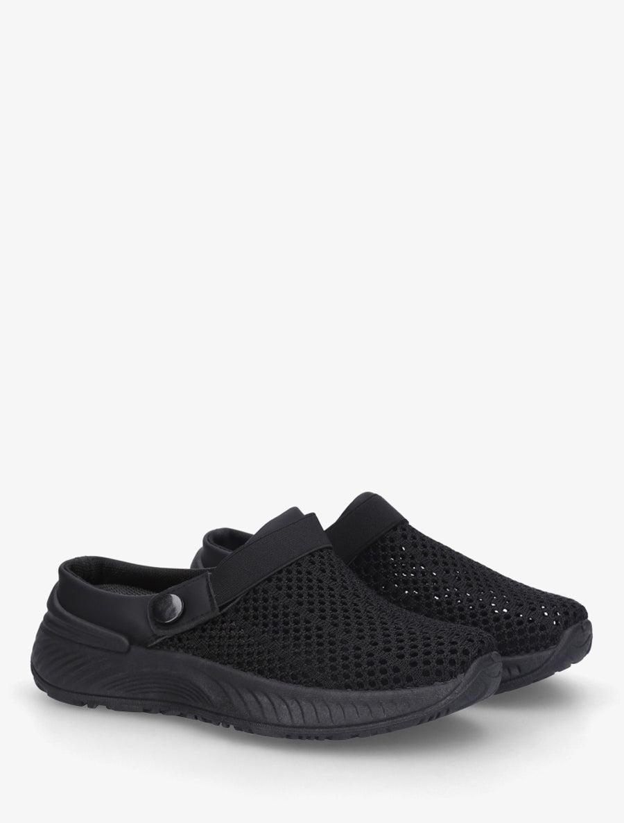 Sabots en toile à bride élastiquée - Noir - 4